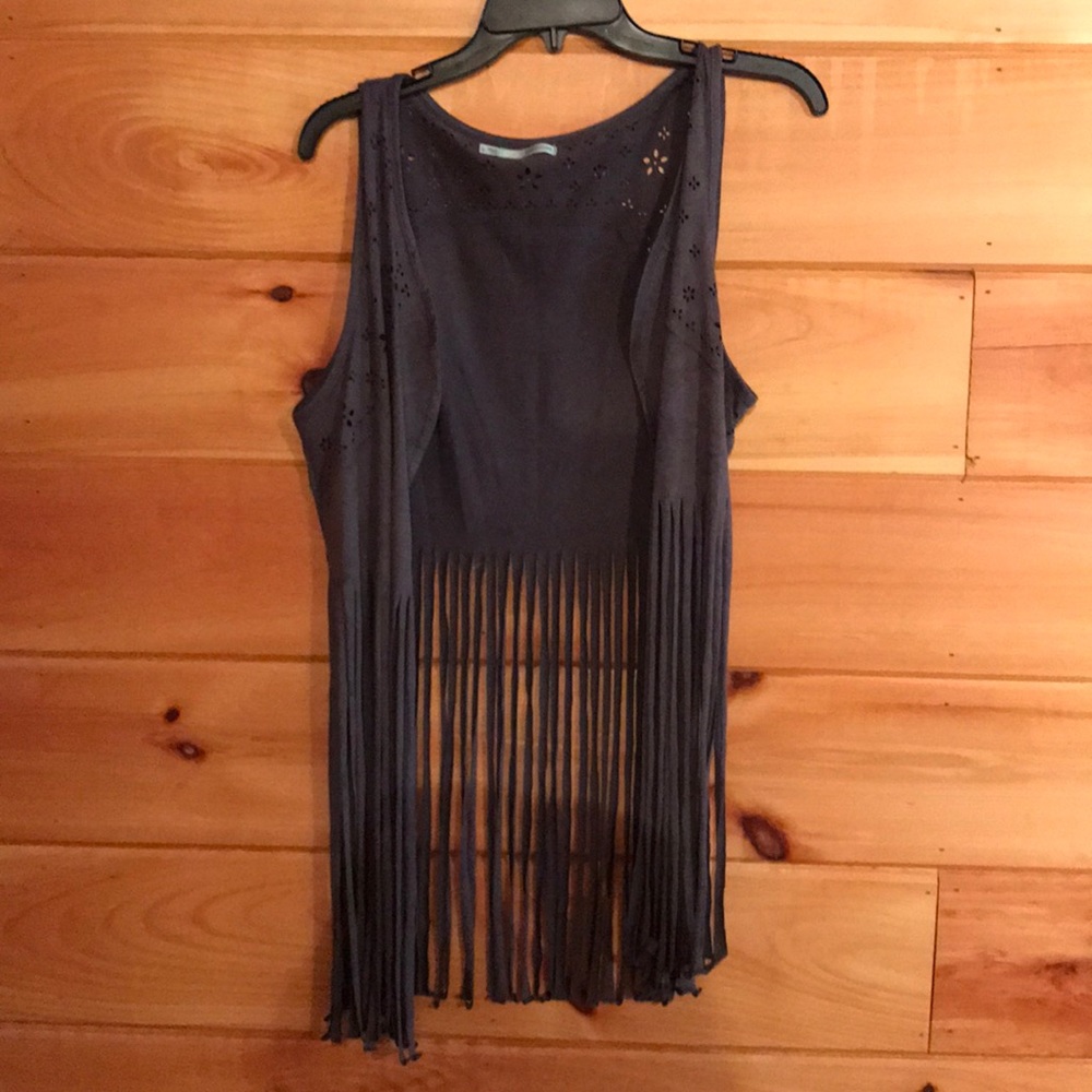 EUC Maurices suede fringe vest size large